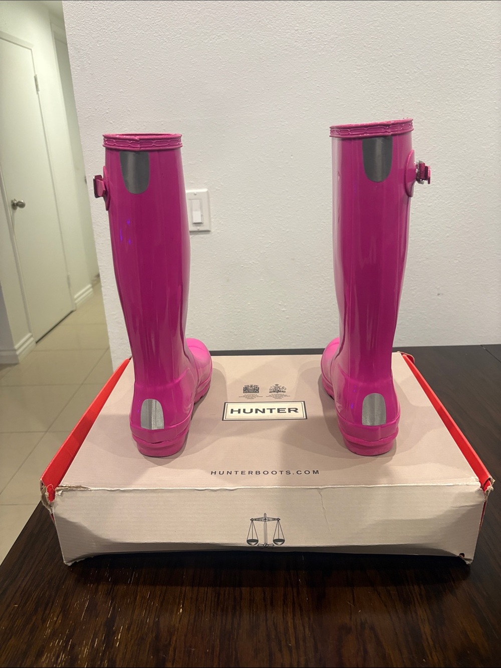 Hunter Kids Gloss Pink Tall Rain Boots